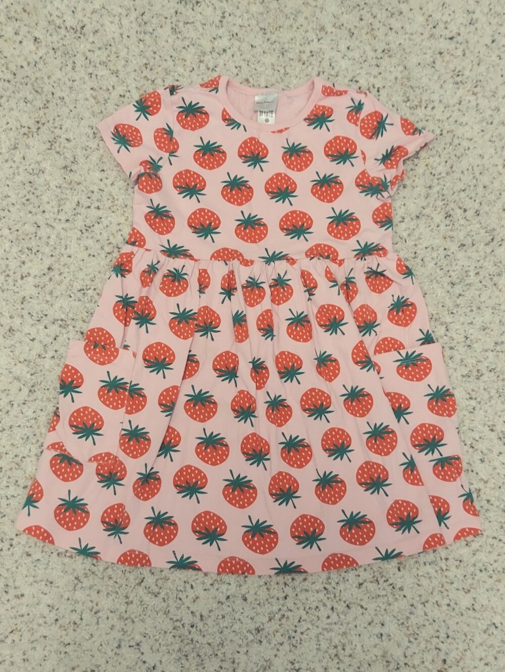 Hanna Andersson Strawberry Print Pink Playground Dress Girls 8